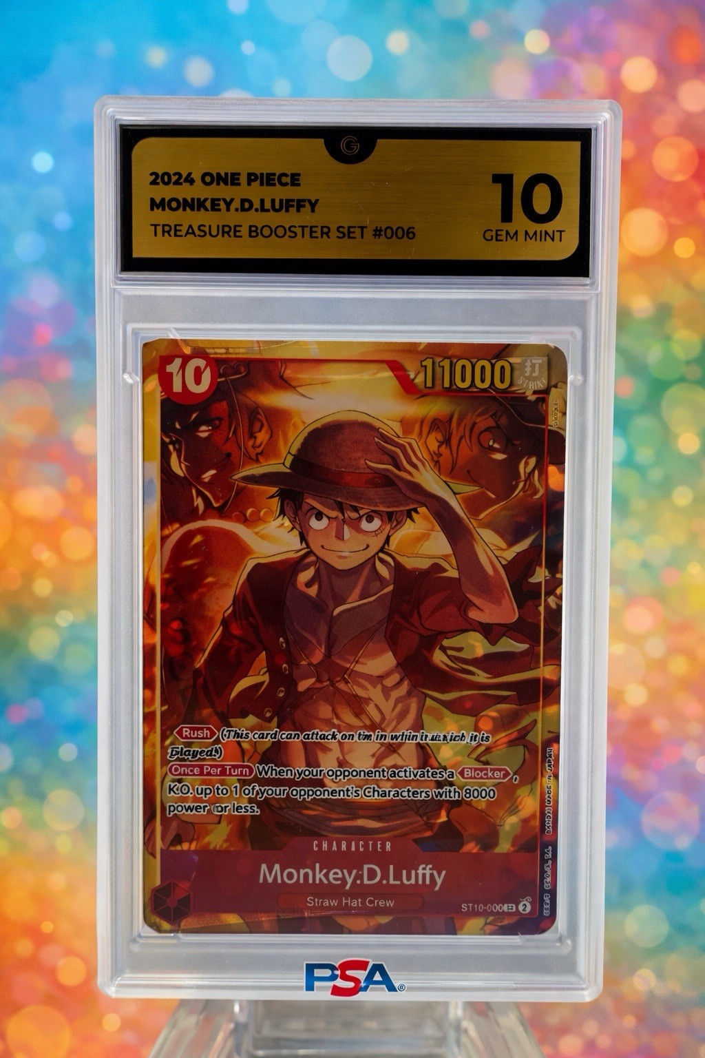 One Piece Monkey D. Luffy ST10-006 SR Carta Promo Foil GG 10 Global Grading TCG