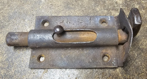 Rustic Iron Slide Bolt Latch, Vintage Door Hardware Lock