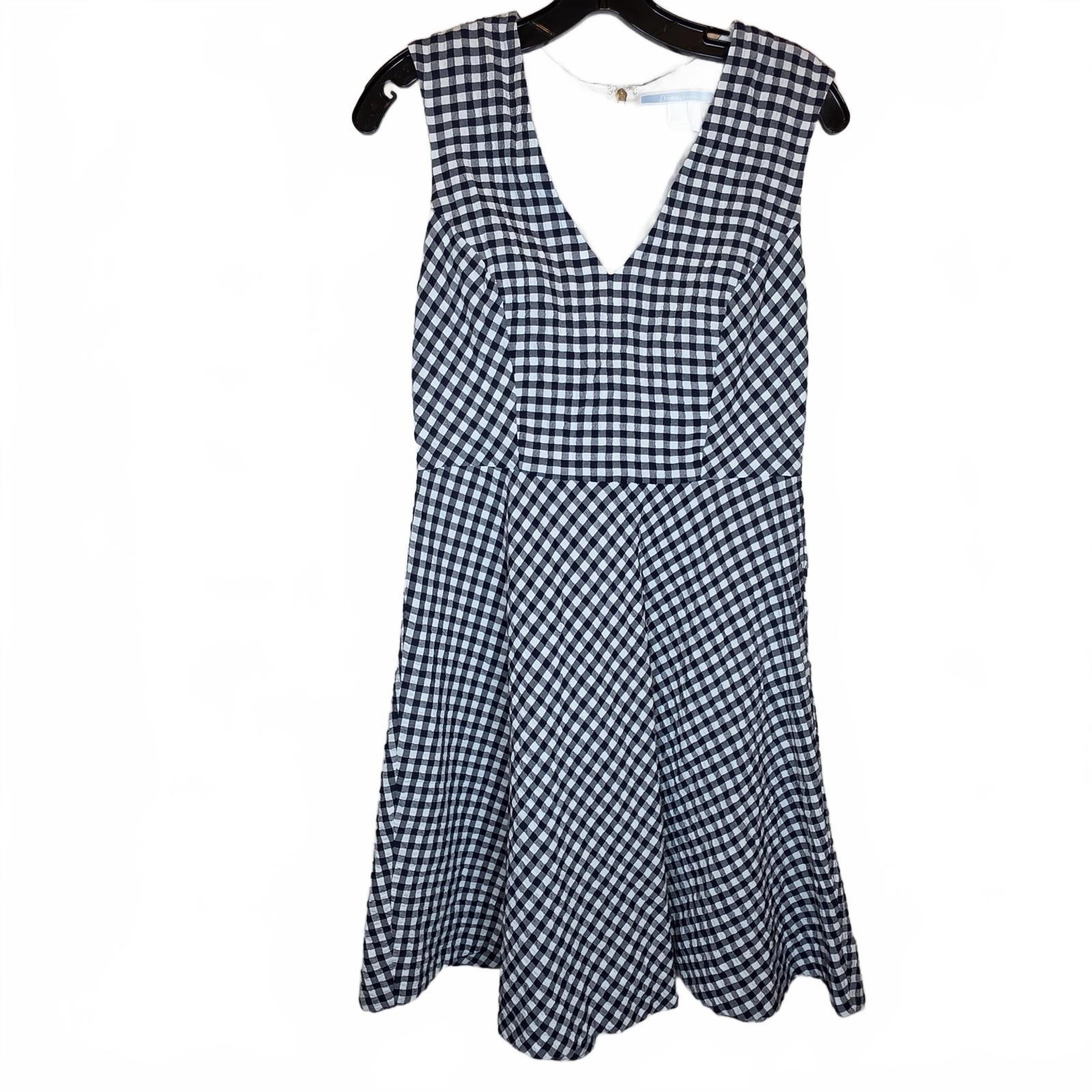 Draper James Lightweight gingham navy white fit and flare dress Women's size 6