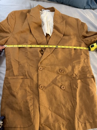 Zara Herren Zweireiher Leinen Blazer Jacke Sportmantel Herren Gr. 36 Neu