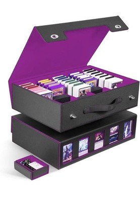 Trading Card Storage Box 5-Row with Handle, MTG Storage Box Holds 3900+ Cards wi