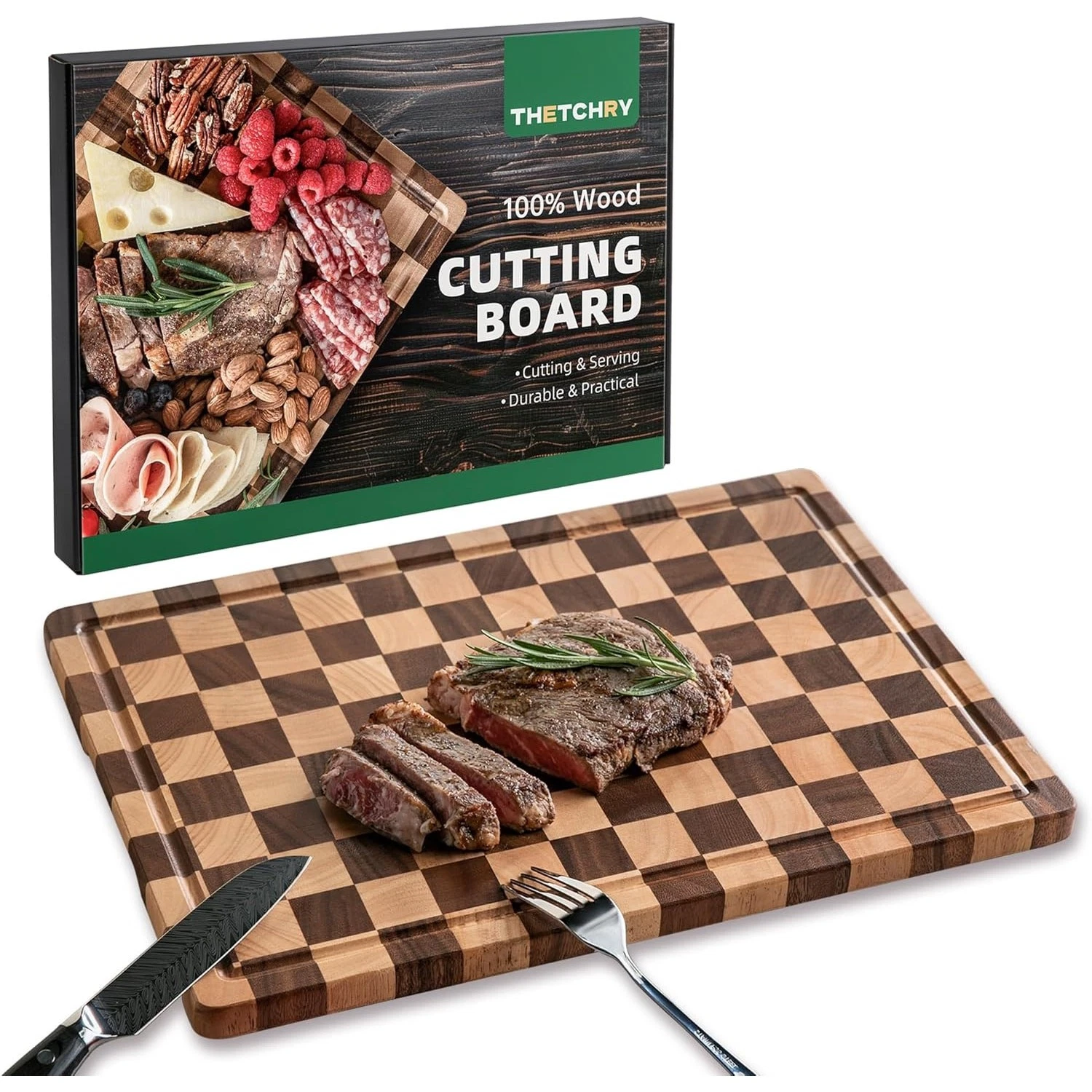 Thetchry Checkered Cutting Board Upgraded, Acacia Wood
Opens in a new window or tab