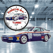 Porsche 944 Turbo Racing Car Wall Clock Checkered Flag Motorsport