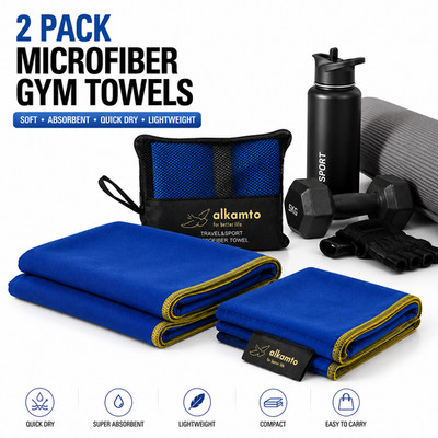 2 Pack Microfiber Gym Towels Quick Dry Sweat Absorbent for Workout Travel