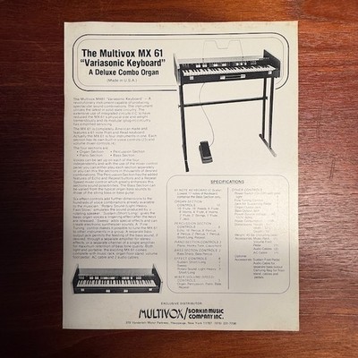 VINTAGE MULTIVOX MX-61/D-88 INFORMATIONAL BROCHURE