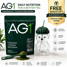 AG1 Daily Nutrition Greens Powder 30 Servings + FREE Bear Drinking Glass