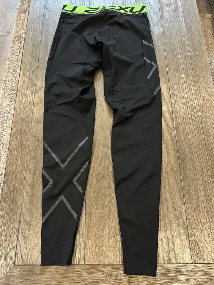 Pantalones de compresión para hombre 2XU medias de spandex negro verde grande Foto 2 de 2