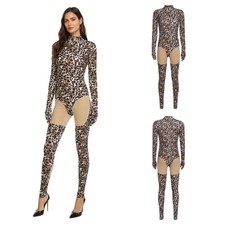 Women Leotard Gloved Sleeve Bodysuit Music Jumpsuit Holiday Unitards Birthdays