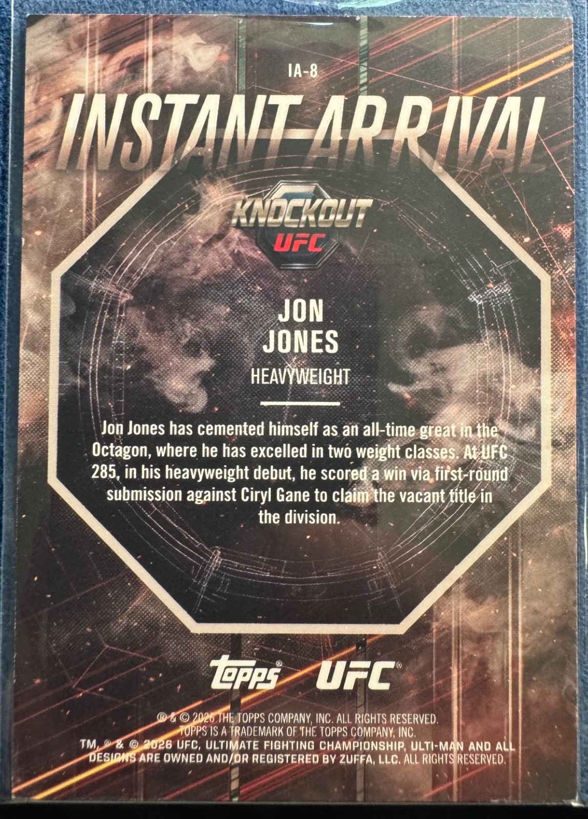 2026 Topps UFC Knockout Instant Arrival Jon Jones Green Parallel /99 view 2