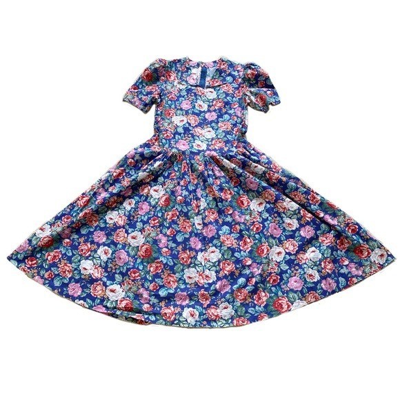 Vintage Handmade Floral Print Midi Dress Pockets Size M Cottagecore Feminine
