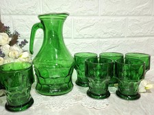 ANNI 70 BORMIOLI ROCCO VINTAGE SET  BIBITA VETRO VERDE CARAFFA  6 BICCHIERI 