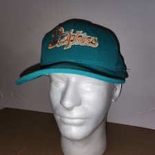 1990s Vintage Miami Dolphins Sports Specialties Script Twill Snapback Hat AJD