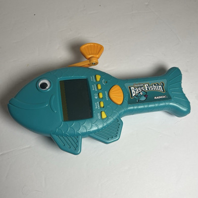 Radica Junior Bass Fishin' Handheld Electronic Game Blue Fish. Tested. Works.
