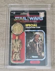 Vtg Star Wars POTF Han Solo Trench Coat Action Figure MOC Kenner 1984 With Case