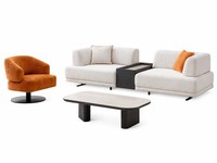 Sofagarnitur 2+1 Sitzer Moderner Komplettes Wohnzimmer Holz Couchtisch