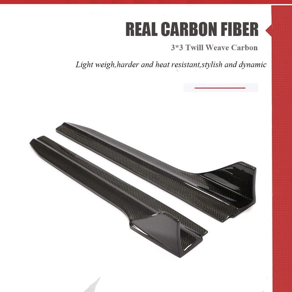 For Audi A4 Sline S4 B9.5 2020-2023 Carbon Fiber Side Skirt Extension Lip - Image 3 of 4