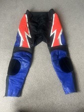 Frank Thomas Leather Motorcycle Trousers Black Blue Red White Size UK 44 EUR 54