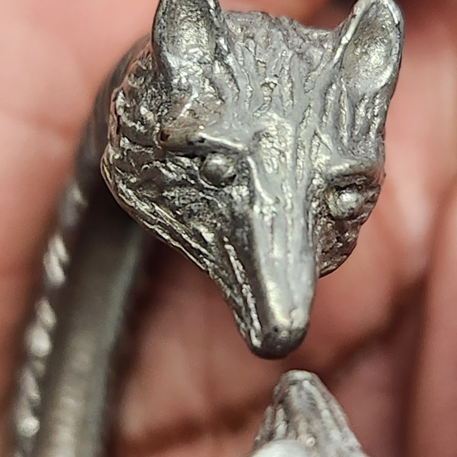 Double Wolf Head Spring Gladiator Silver tone Ban… - image 4