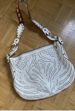 Borsa Gucci Pelham, pelle con borchie, bianca 