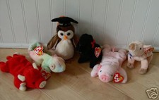 TY BEANIE BABY MIXED LOT OF 6 RETIRED  BABIES