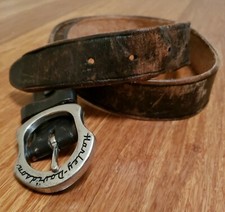 Vintage Harley-Davidson Silver Buckle Black Distressed Leather Belt Men Size: 40