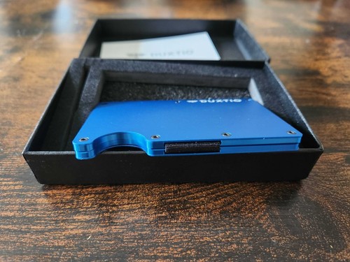 Duxtio Aluminium Luft- und Raumfahrtqualität Geldbörse RFID Schutz hält 12 Karten Bargeld - blau - Bild 8 von 10