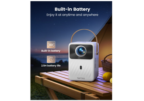 Battery Powered Projector 1080P, Portable Projector with Nextflix, Amazon prime - Picture 4 of 5