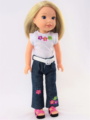Zebra Sequin Heart Pant Set Fits 14.5/" Wellie Wisher American Girl Clothes