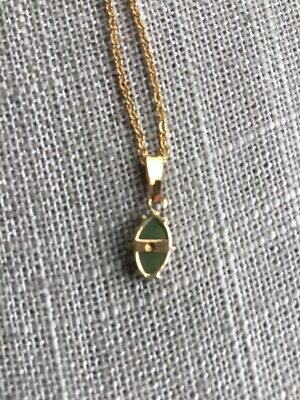 SN or NS Semi Precious Stone Pendant Necklace Gold Tone 18