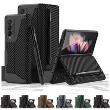 For Samsung Z Fold 6/5/4/3 Shockproof Leather Case Slim Cover with S Pen Holder