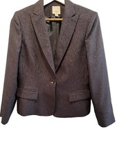 Anne Klein Women s Size 8 Black Blazer Notched Collar Hidden Shoulder Pads