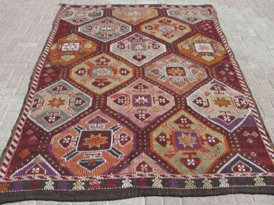 Vintage Bohemian Eclectic Turkish Kilim Rug, Oversized Area Rug,