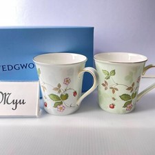 Wedgwood Wild Strawberry Pastel Mug w/Box UNUSED White Green UK Coffee Tea