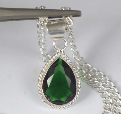 8.60 Ct Natural Green Tsavorite Garnet 14 x 10 mm Pear Gems Certified Pendant - Picture 2 of 7