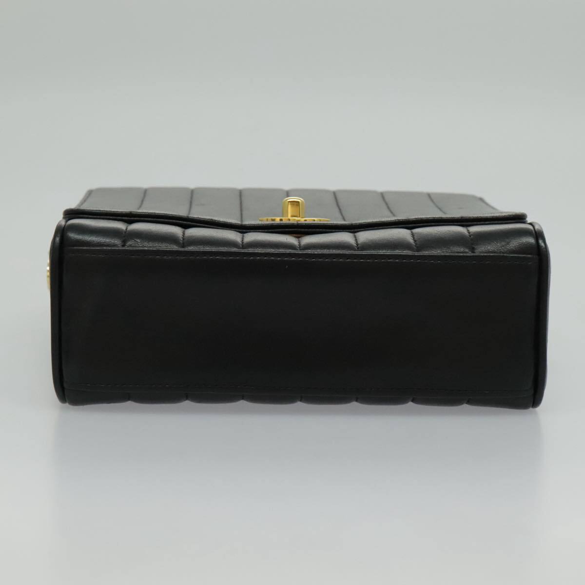 CHANEL Mademoiselle Shoulder Bag Lamb Skin Black Gold CC Auth yk15502AV