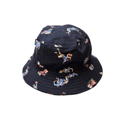 Undefeated 5 Strike Navy Football Sports Print Collegiate Men's Bucket Hat L/XL