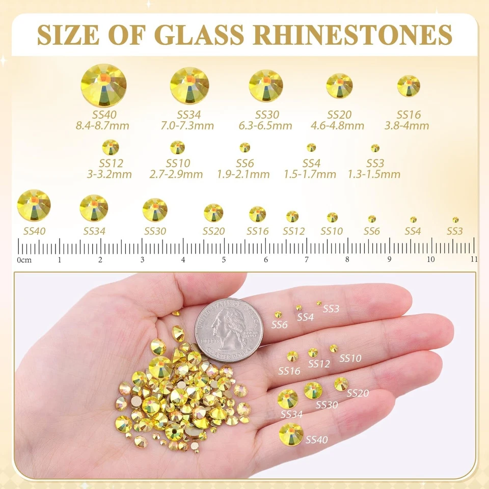 Gemas planas de diamantes de imitación de oro brillante 1440 piezas para uñas ropa decoración artesanal Foto 3 de 4