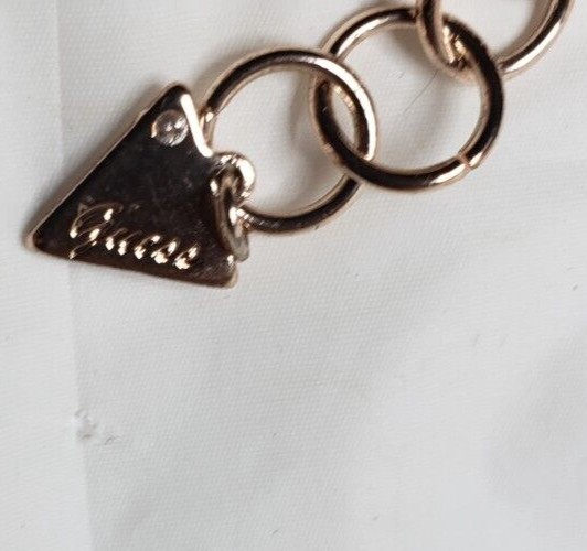 Rose Gold tone Guess Charm Bracelet with Match Heart Pierced Earings