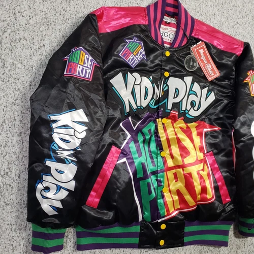 NWT Kid n Play House Party Satin Jacket Mens Medium Black Headgear Classics image 5