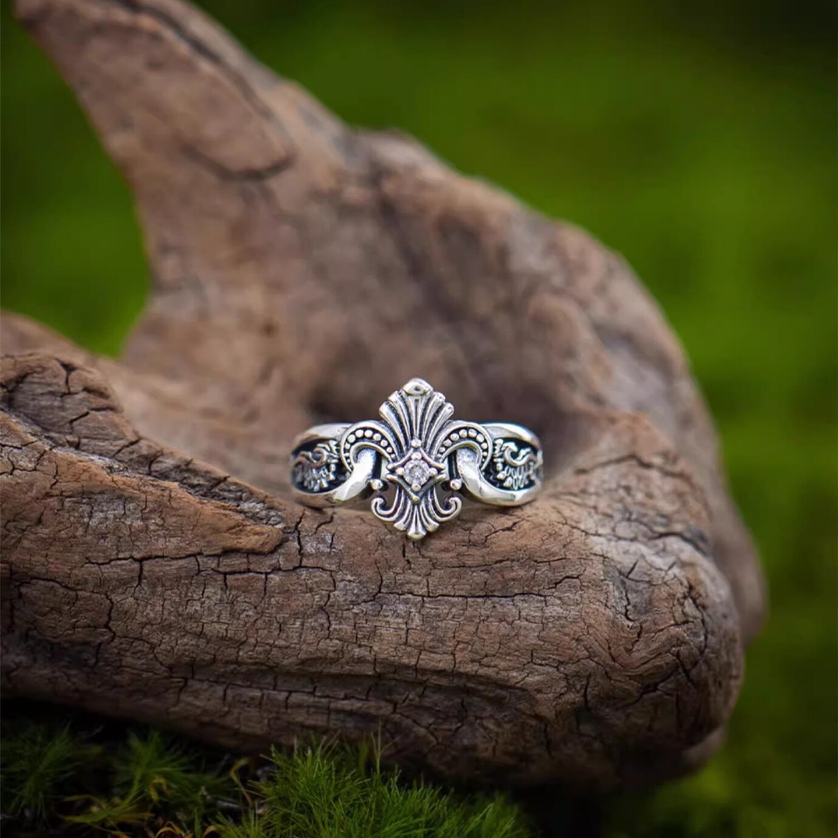 NIGHT WORKS S925 silver European and American retro fashion ring 