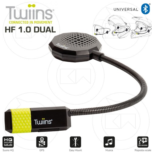 TWIINS 1.0 DUAL AURICOLARE TELEFONO GPS INTERFONO CASCO MOTO BLUETOOTH  SINGOLO | eBay