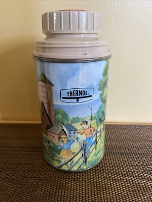 1962 King Seely Pets & Pals Farm Yard Metal Thermos
