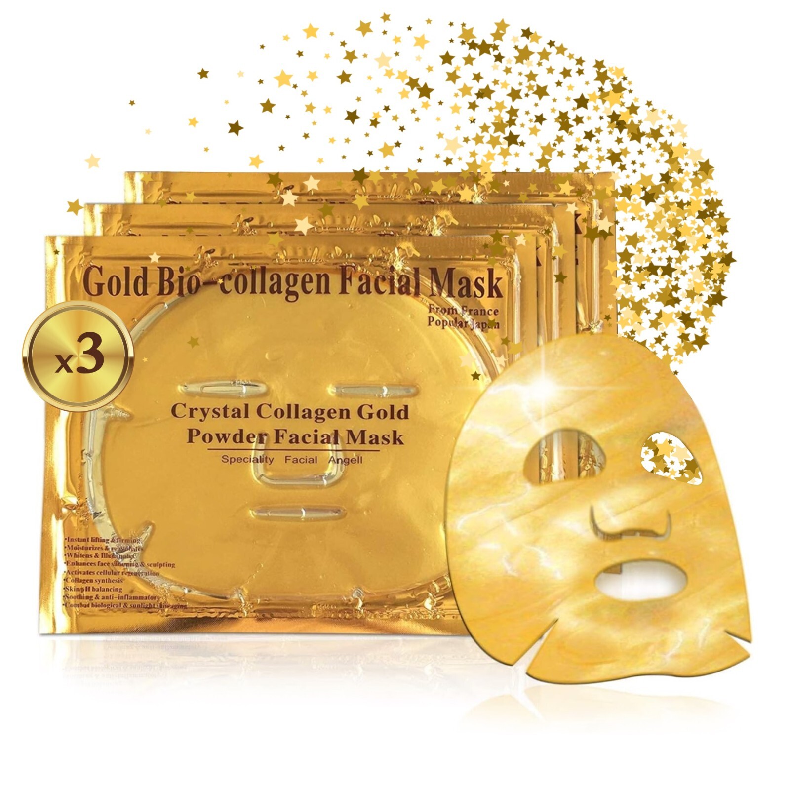 Gesichtsmaske Gold Collagen Maske Anti-Aging Feuchtigkeitsmaske Augenringe