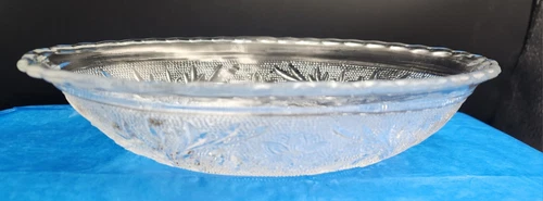 Anchor Hocking Sandwich Glass Bowl Oblong Oval Clear Pressed 8½” Long Vintage