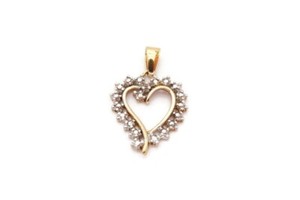 Authentic Ross Simons Diamond Heart Pendant Gold Plated Sterling Silver 925 H5