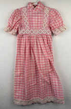 Vtg Sears Winnie The Pooh Cottagecore Pink Gingham White Lace Dress Size 4 Slim