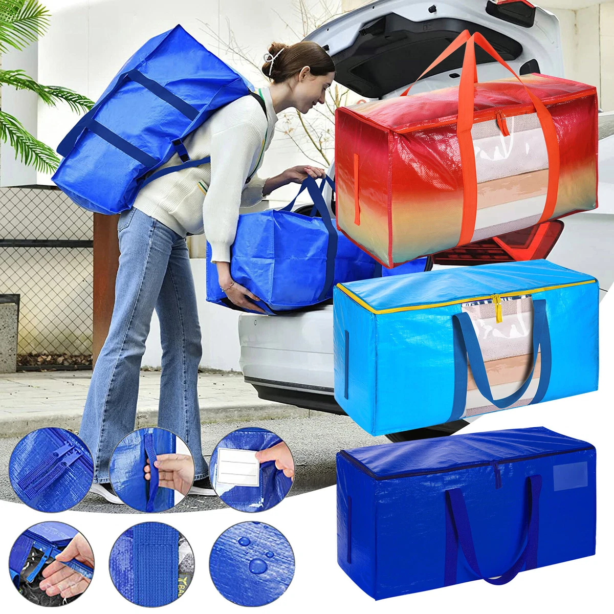 Qazqa Oversized Moving Bag with Zipper and Carry Handle Heavy Duty Storage Bag for Space Saving, Adult Unisex, Size: One size, Blue