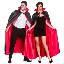 Long Vampire Cape Mens Dracula Vampiress Ladies Halloween Fancy Dress Robe