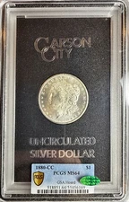 1880-CC Morgan Dollar GSA PCGS MS64 CAC-Spectacular Patina-Reflective Surfaces