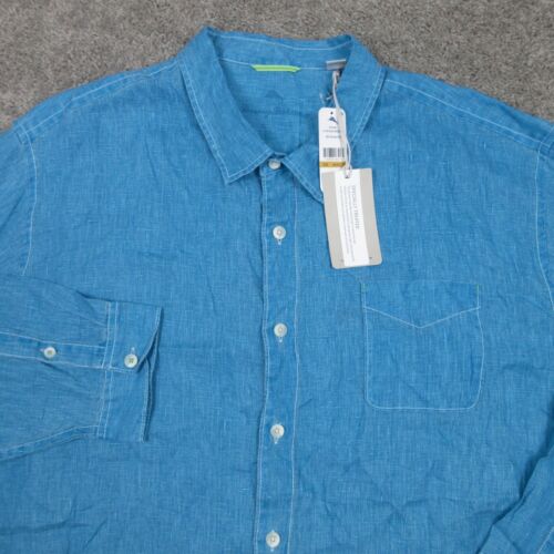 Tommy Bahama Shirt Mens 4XLB Blue Linen Sea Glass Breezer Button Up Collared NWT - Picture 2 of 11